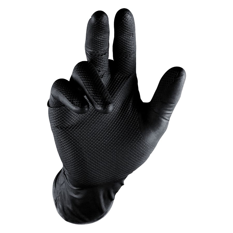Grippaz Nitrile Gloves Black, Medium (5 Pair)