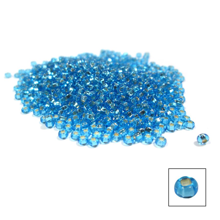 Glass Seed Beads Silver Lined Aqua