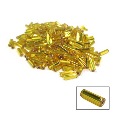 Glass Bugle Beads - Silver Lined Yellow (1/4")