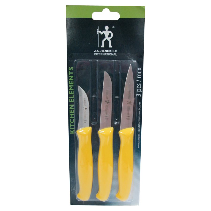 3 Piece Kitchen Paring Knife Set (Yellow Handles)