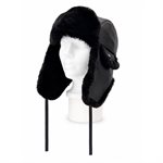 Fur Hat, Black Leather W/ Sheared Beaver - Large