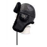 Fur Hat, Black Leather W/ Sheared Beaver - Large