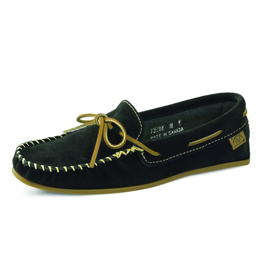 Mens Suede Moccasins With Sole - Black - M6