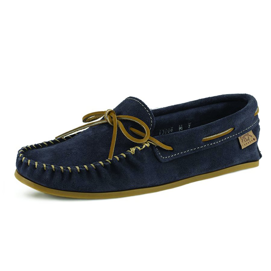 Mens Suede Moccasins With Sole - Navy Blue - M10