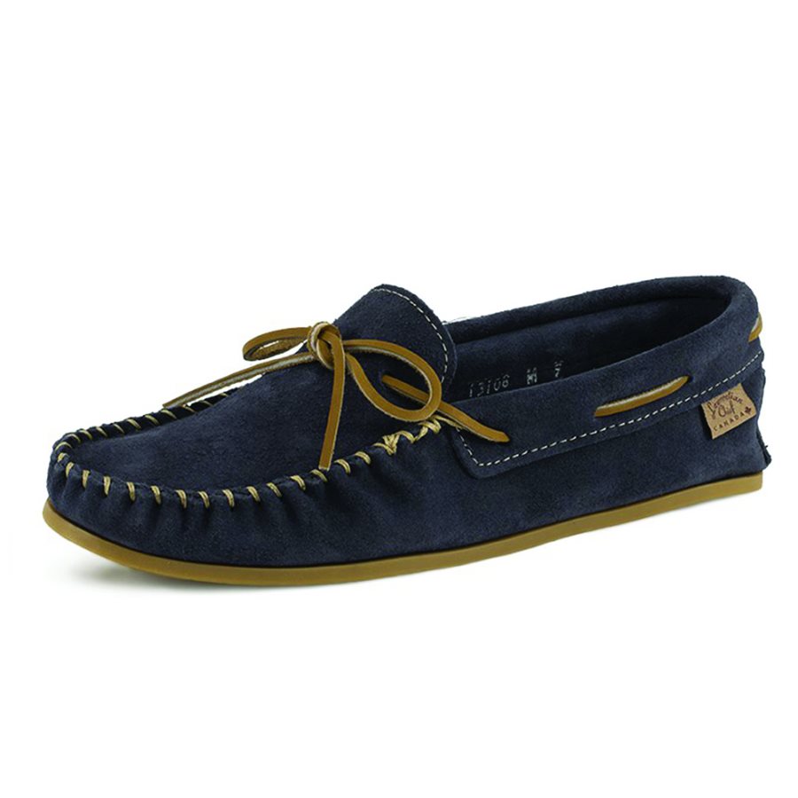 Mens Suede Moccasins With Sole - Navy Blue - M9